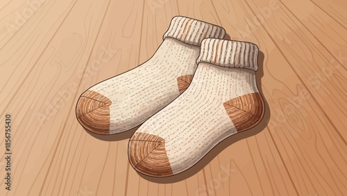 pair of socks on a wooden background