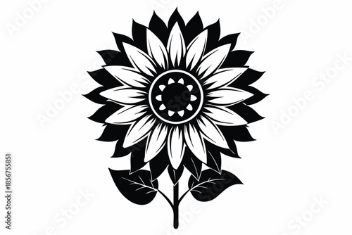 sunflower silhouette line art vector illustration