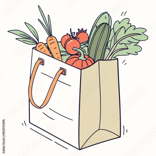 Bag filled with fresh vegetables