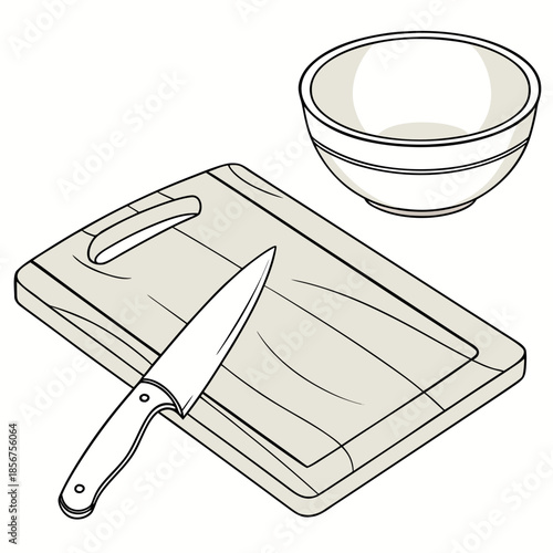 Kitchen prep tools arranged for cooking