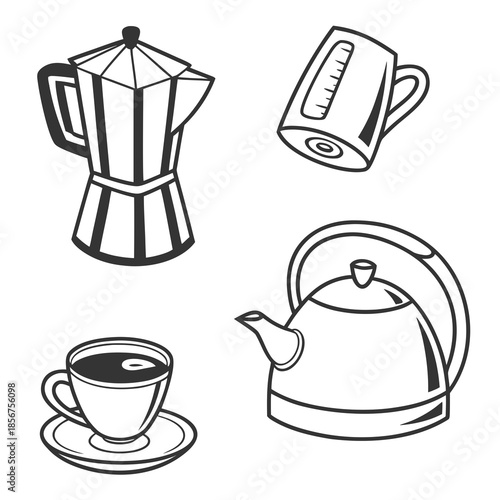 Collection of coffee and tea brewing tools