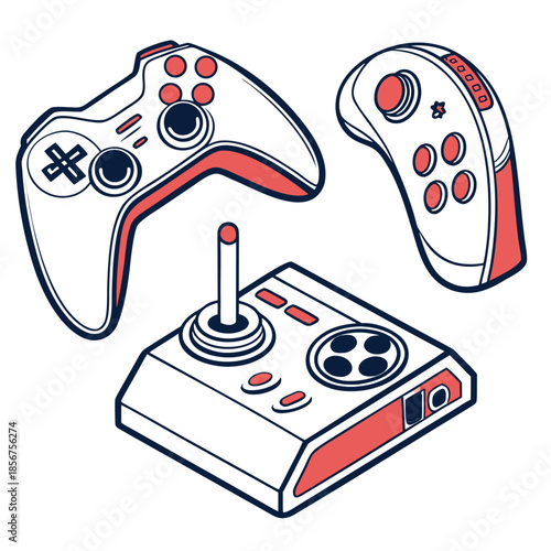 Retro gaming console with controllers