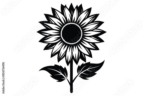 sunflower silhouette line art vector illustration