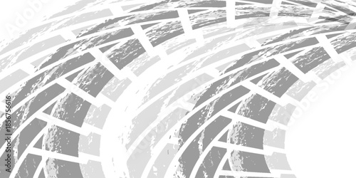 Tire track. Car, bike, motorcycle tyre mark with grunge effect isolated on white background. Wheel footprint on the road. Top view of rubber protector mark. vector