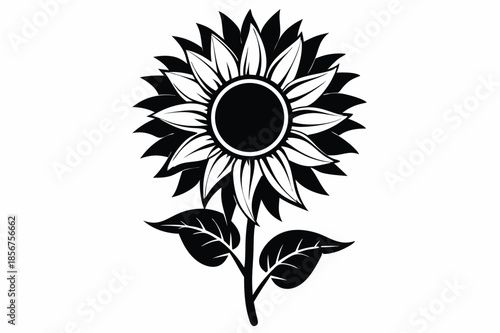sunflower silhouette line art vector illustration