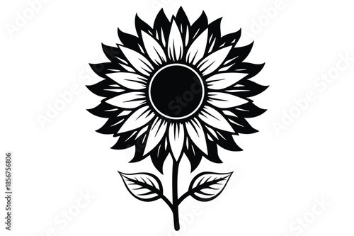 sunflower silhouette line art vector illustration
