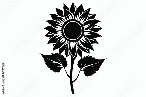 sunflower silhouette line art vector illustration
