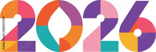 2026 colorful segmented digits poster layout for promotion