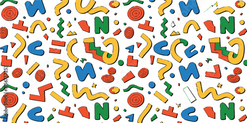 pattern colorful abstract icons punctuation marks seamless repeat