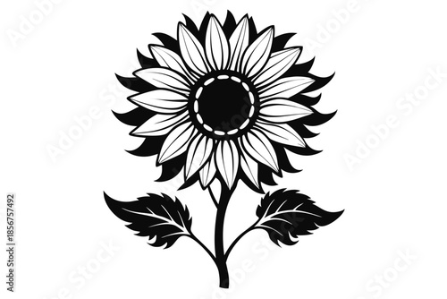 sunflower silhouette line art vector illustration