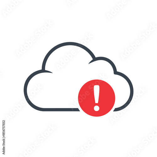 A cloud outline with a red circle and white exclamation point