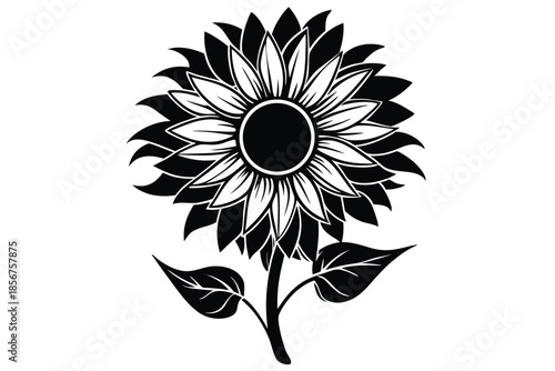 sunflower silhouette line art vector illustration