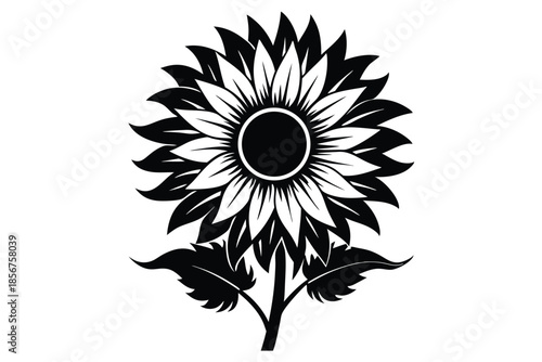 sunflower silhouette line art vector illustration