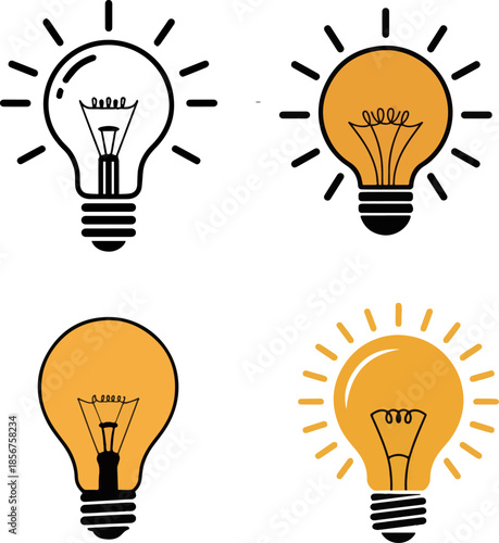 set of light bulb vector illustration