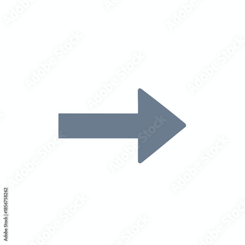 A simple, gray arrow pointing right, set against a pristine white background