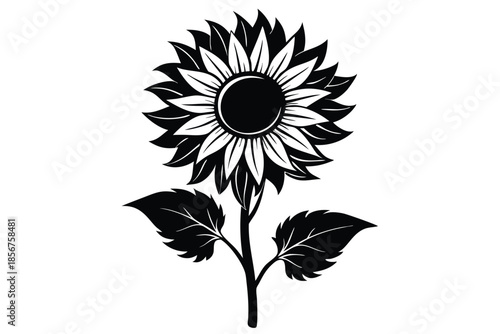 sunflower silhouette line art vector illustration