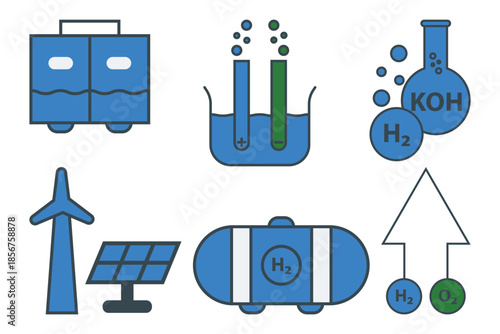 Alkaline Electrolyzer Icon – Hydrogen Production by Water Electrolysis
