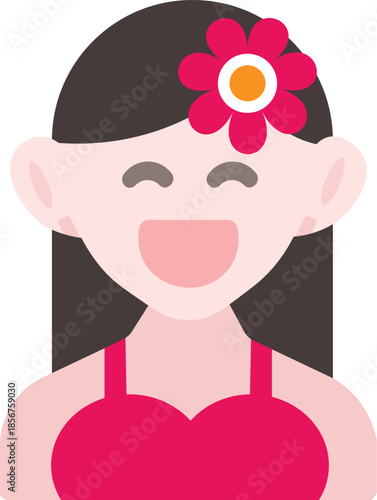 Happy woman with flower icon