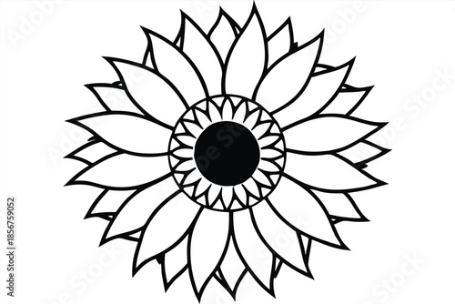 sunflower silhouette line art vector illustration