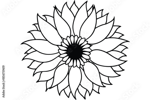 sunflower silhouette line art vector illustration