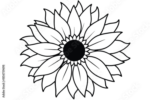 sunflower silhouette line art vector illustration
