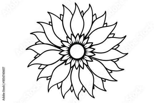sunflower silhouette line art vector illustration