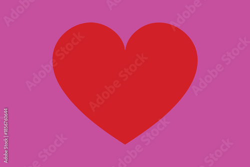 Simple Red Heart Isolated on Pink Background