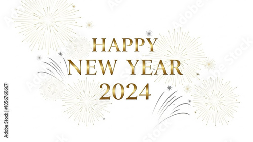 Gold happy new year 2024 fireworks celebration background