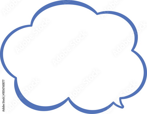 青い縁取りの雲の形をしたふきだし。広いテキストスペースで使いやすい。