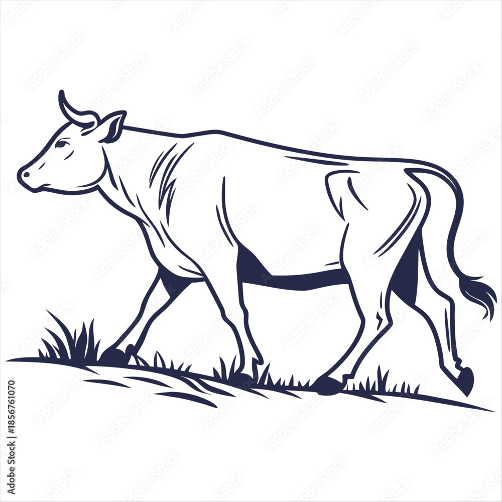 Fototapeta premium Cow sketch livestock drawing