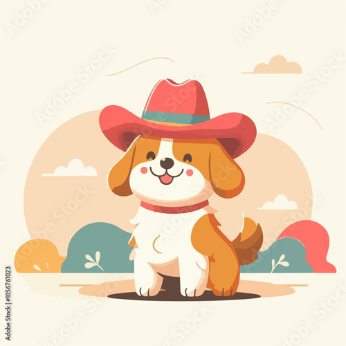 flat illustration of a dog riding a bicycle