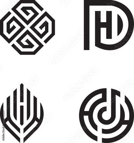 Abstract geometric spiral octagon logo design with an intricate intertwined pattern