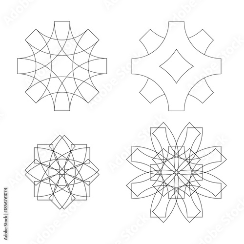 Abstract Geometric Mandala and Guilloche Vector Elements Set
