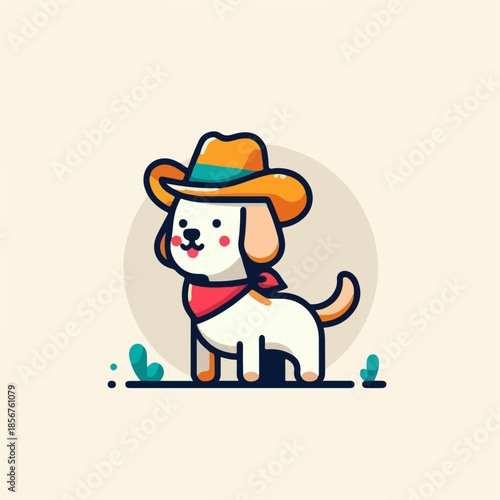 flat illustration of a dog wearing a hat