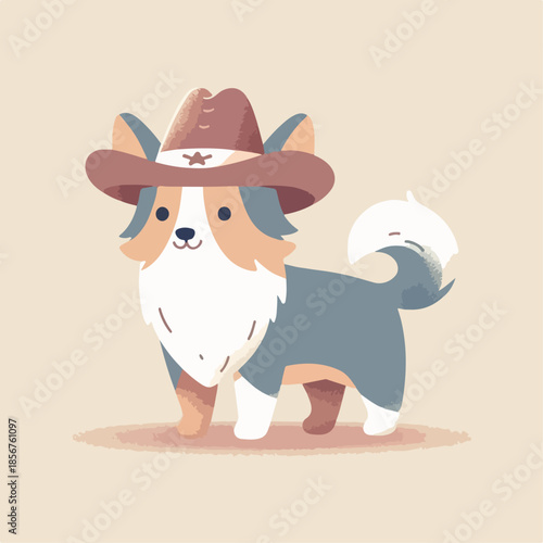 flat illustration of a dog wearing a hat