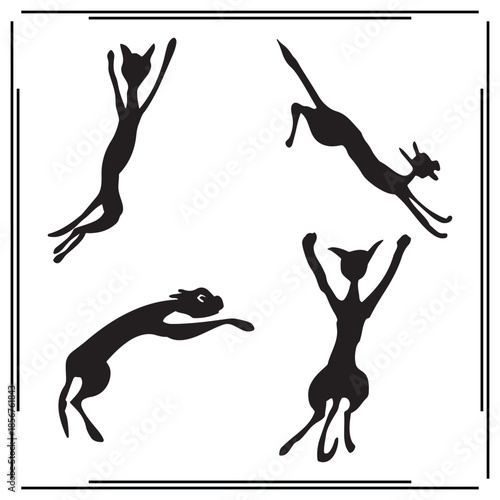 A big collection of Funny Black Cat  silhouette set, Funny Black Cat  silhouette logo isolated on white background.			