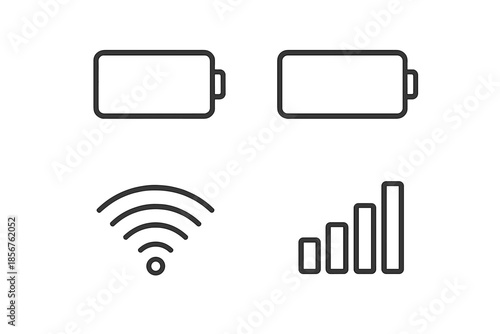 Digital Icons for Battery, Wi-Fi, and Signal Strength