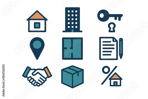 Real Estate Icons Set with a Modern Design