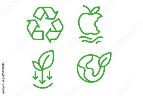 Eco-friendly icons on green background