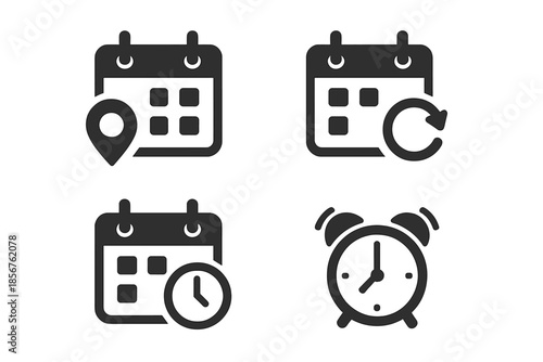 Calendar and Alarm Icons Set