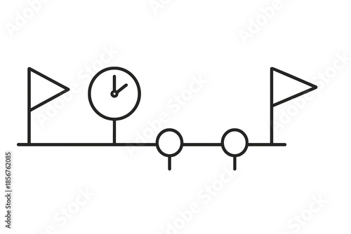 Timeline with milestones and clock