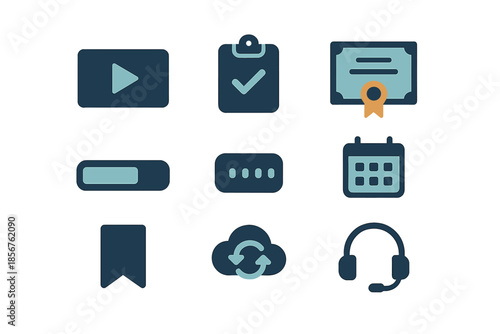 Digital icons for online learning and productivity