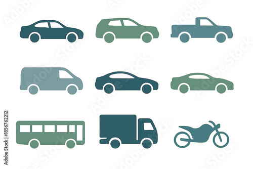 Outline vehicle icons on a gradient background