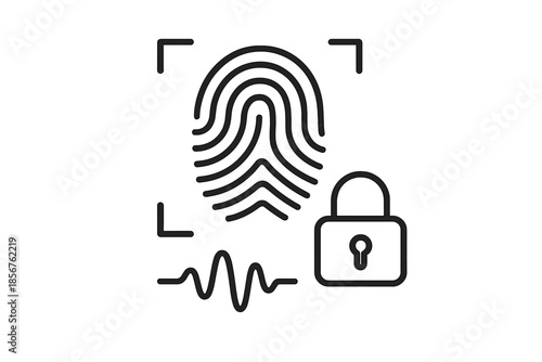 Biometric Security Icons: Fingerprint, Voice Wave, and Lock