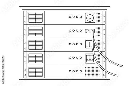 Server Rack with Cables and Indicators