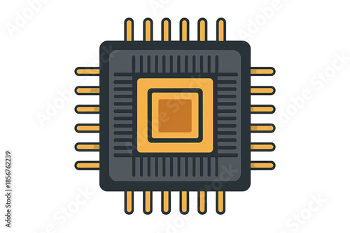Stylized Computer Microchip Icon