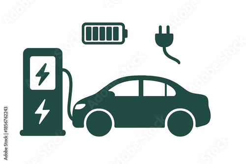 Electric Car Charging at Station