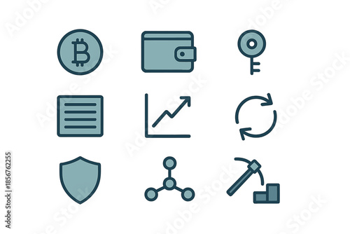 Cryptocurrency icons with glowing effect on dark background