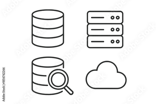 Database and server icons on a gray background