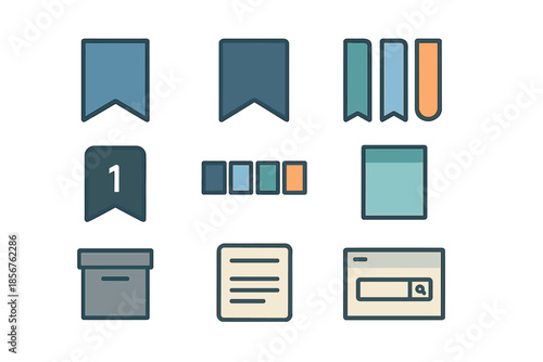 Collection of UI icons on a gradient background